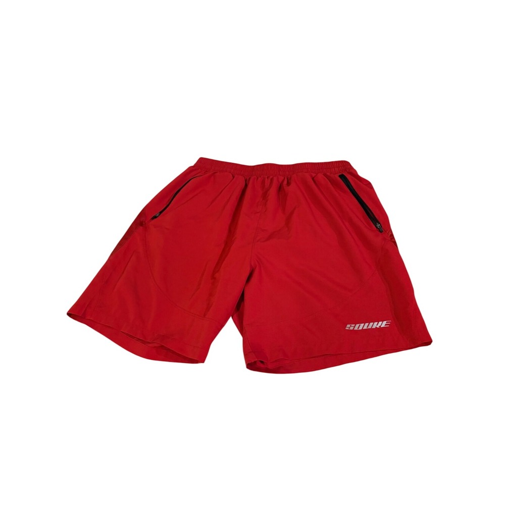 Men's Red Athletic Shorts with Zippered Pockets